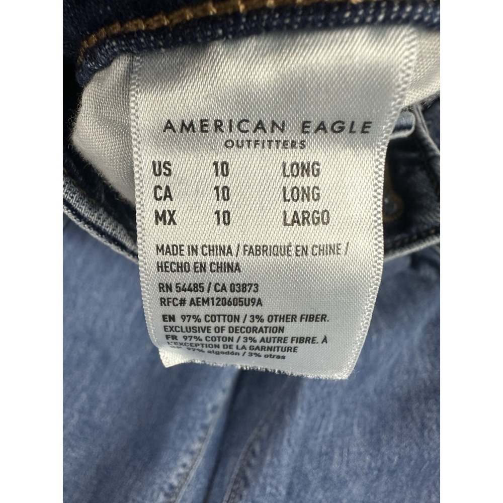 American Eagle Relaxed Mom Jeans Womens Sz 10 Long Tapered Distressed See Pics - Picture 8 of 10